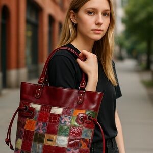 Hand crafted CONDOR Leather Patchwork, made in Greece vintage 80s SHOULDER Bag